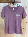 Women's V-Neck Short Sleeve Logo Shirt, Heather Mauve
